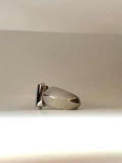 Rossella Ugolini 18K White Gold Art Deco Unisex Ring, Italy, New