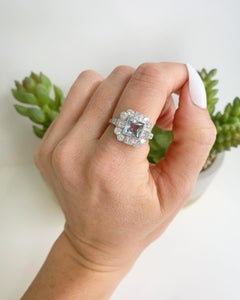 Deco Style 18ct White Gold Aquamarine & Diamond Ring