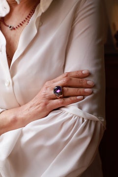 Rossella Ugolini Amethyst White Diamonds 18k Gold Personalise Cocktail Ring