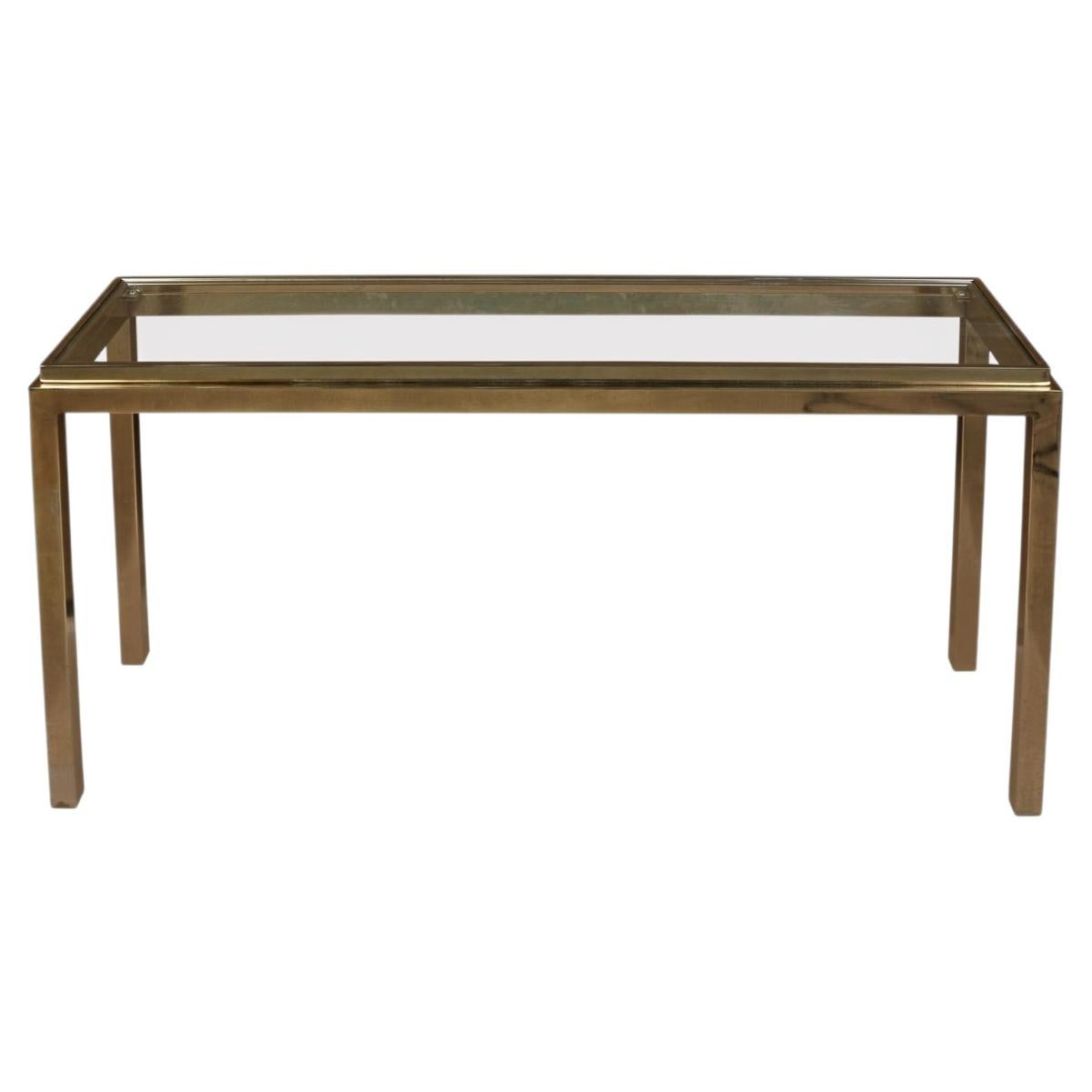 Deco Style Brass and Glass Console Table For Sale