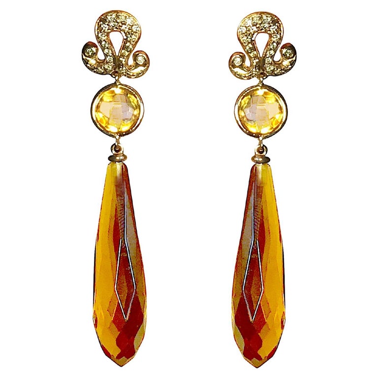 Antique Citrine Chandelier Earrings - 65 For Sale at 1stDibs | citrine  dangle earrings, hot pink chandelier earrings