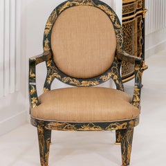 Deco-Style Dark-Green & Golden Armchair