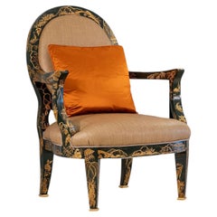 Deco-Style Dark-Green & Golden Armchair