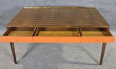 Deco Style Desk w/ Exotic Macassar Wood & Leather Drawers