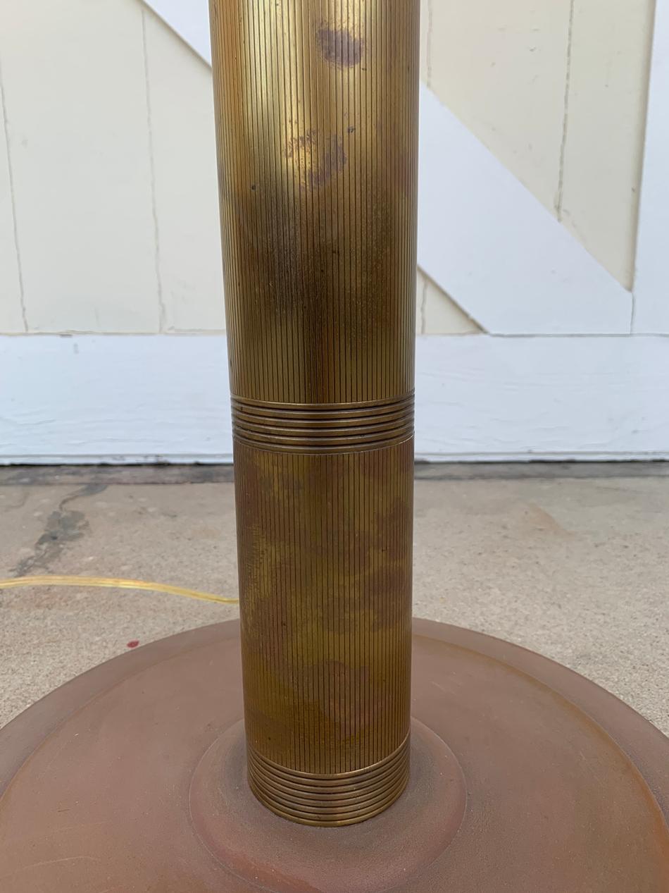 Deco Style Floor Lamp in Solid Brass In Good Condition For Sale In Los Angeles, CA