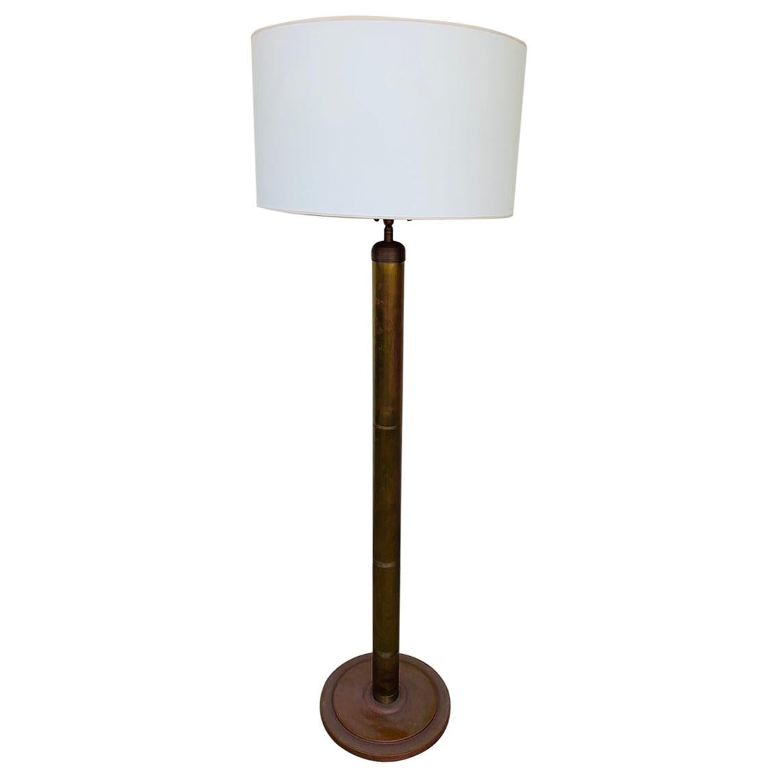 Deco Style Floor Lamp in Solid Brass For Sale