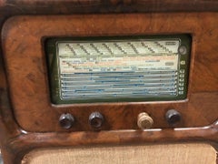 Deco' Style Italian Radio Bar Cabinet in Walnut