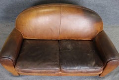 Deco Style Leather Loveseat
