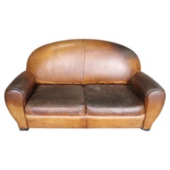 Deco Style Leather Loveseat