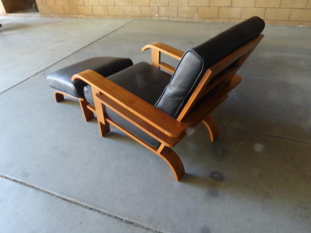 Deco Style Lounge Chair and Ottoman Attributed to Russel Wright for Conant Ball For Sale 4