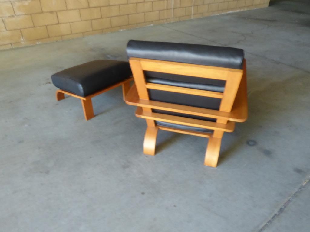 Deco Style Lounge Chair and Ottoman Attributed to Russel Wright for Conant Ball For Sale 6