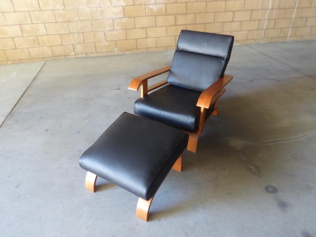 American Deco Style Lounge Chair and Ottoman Attributed to Russel Wright for Conant Ball For Sale