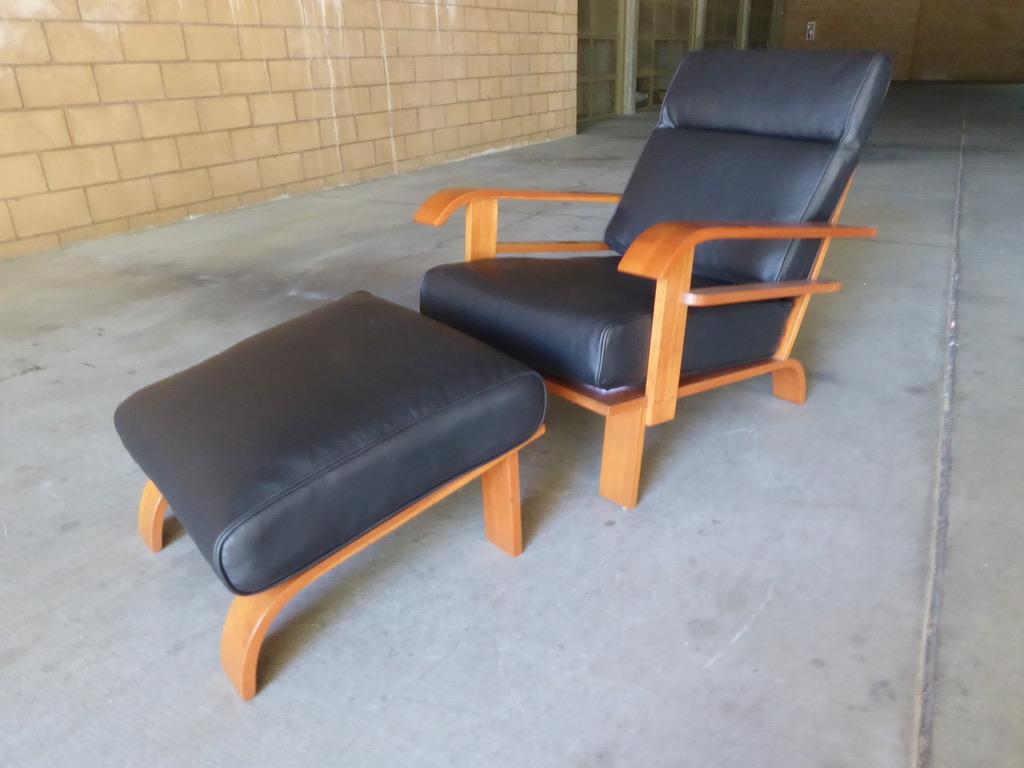 Mid-20th Century Deco Style Lounge Chair and Ottoman Attributed to Russel Wright for Conant Ball For Sale