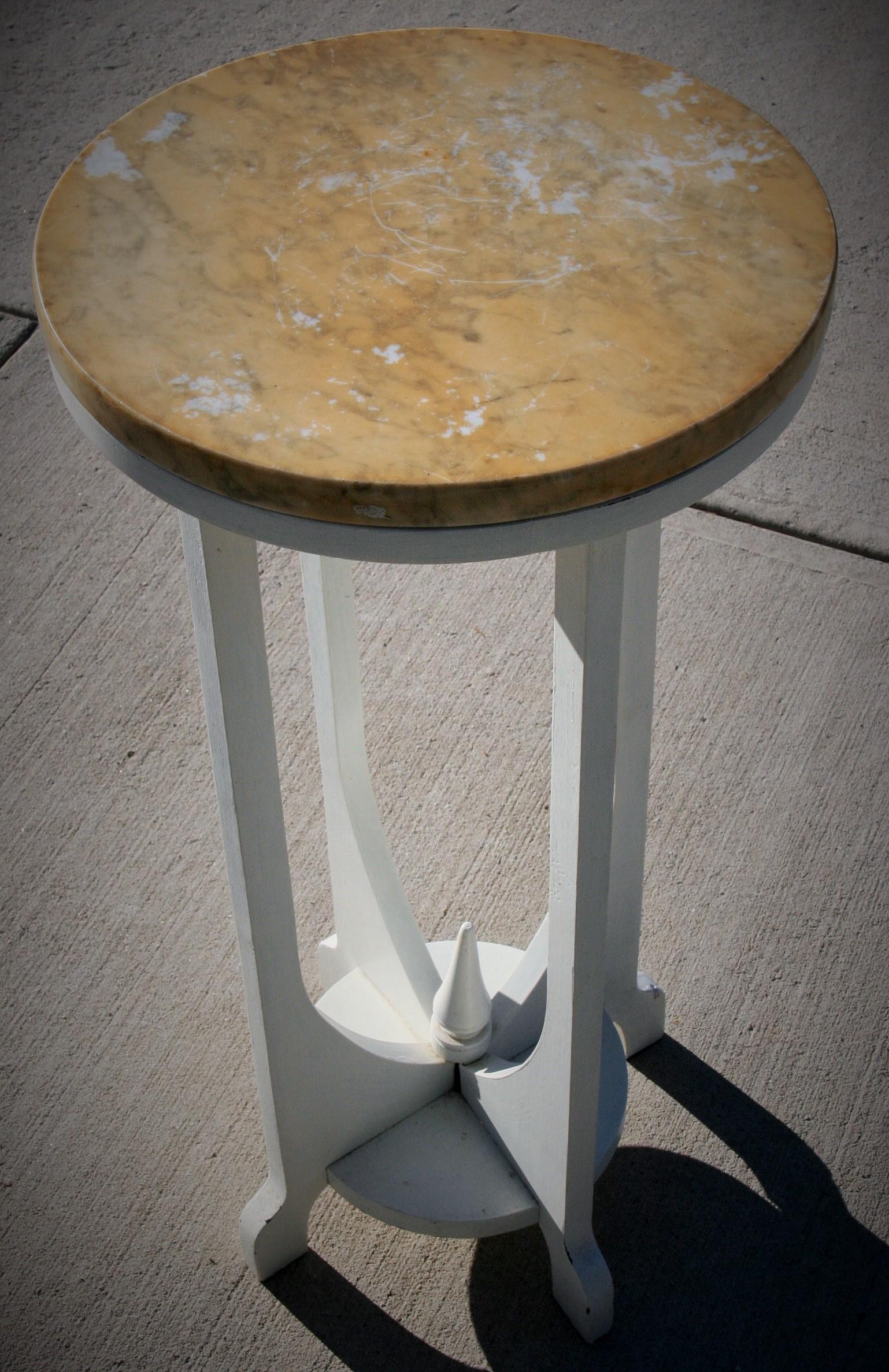 Deco Style Marble-Top Wood Plant Stand/Drink Table 1