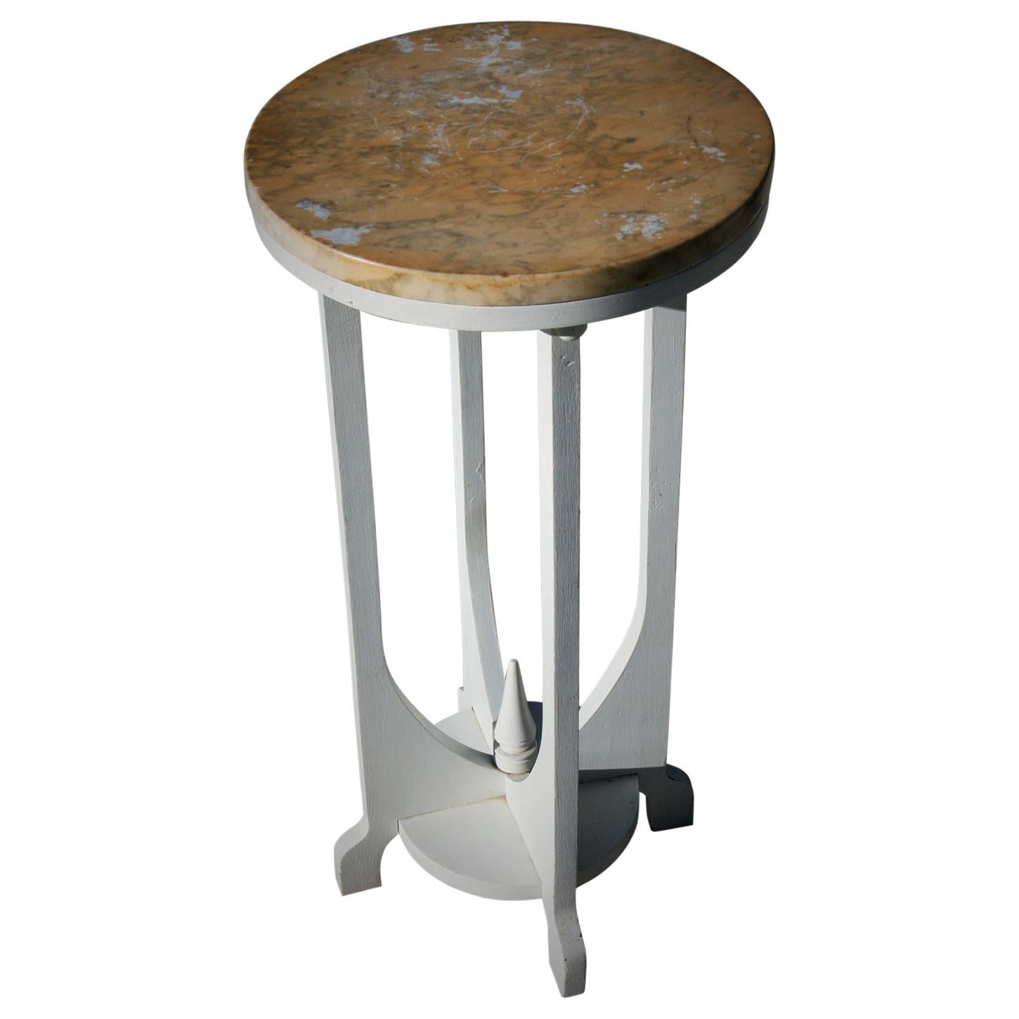 Deco Style Marble-Top Wood Plant Stand/Drink Table