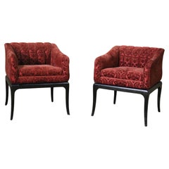 Retro Deco Style Maroon Chairs