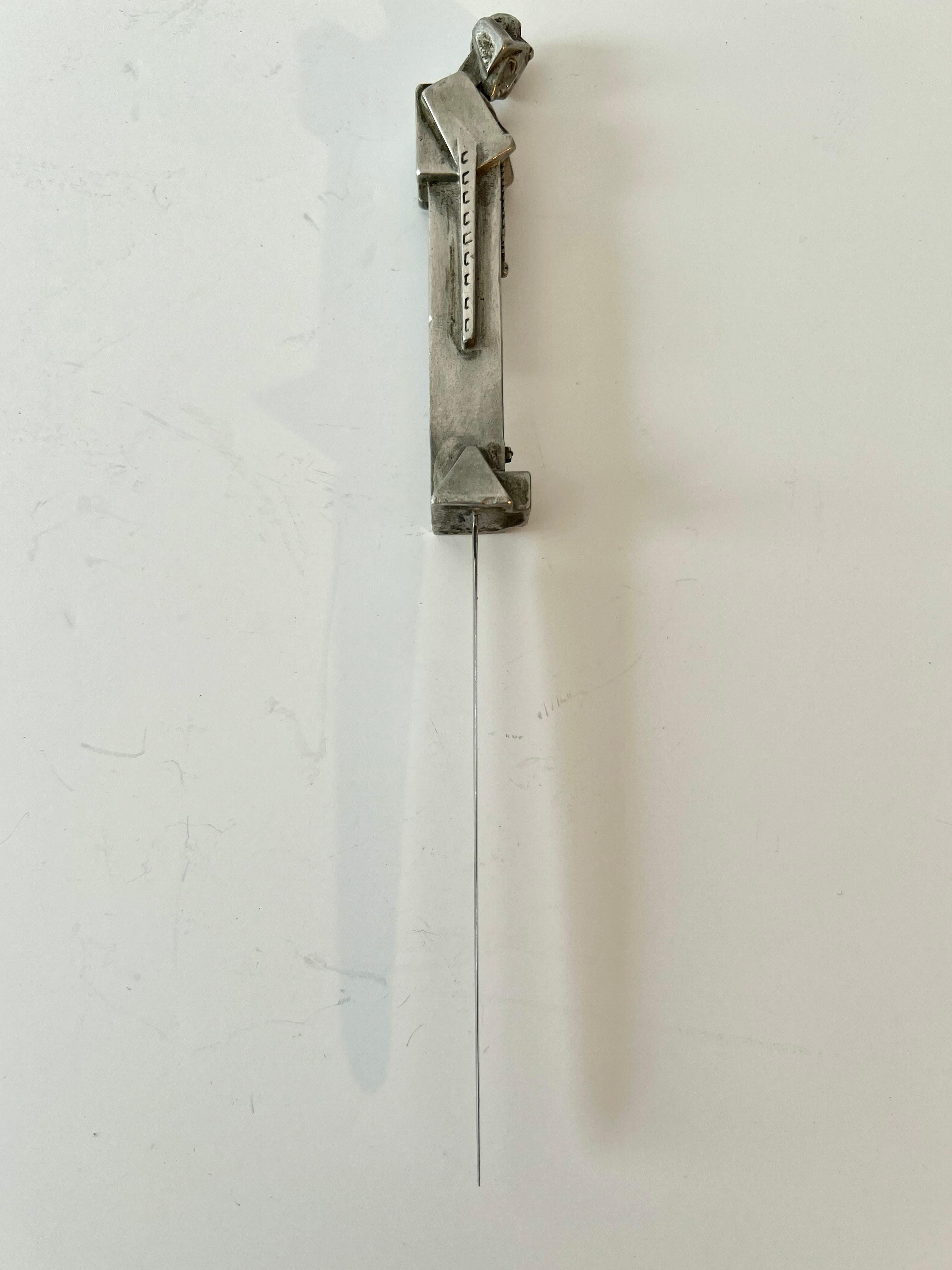 Deco Style Modernist Silver Female Figure Letter Opener In Good Condition For Sale In Los Angeles, CA