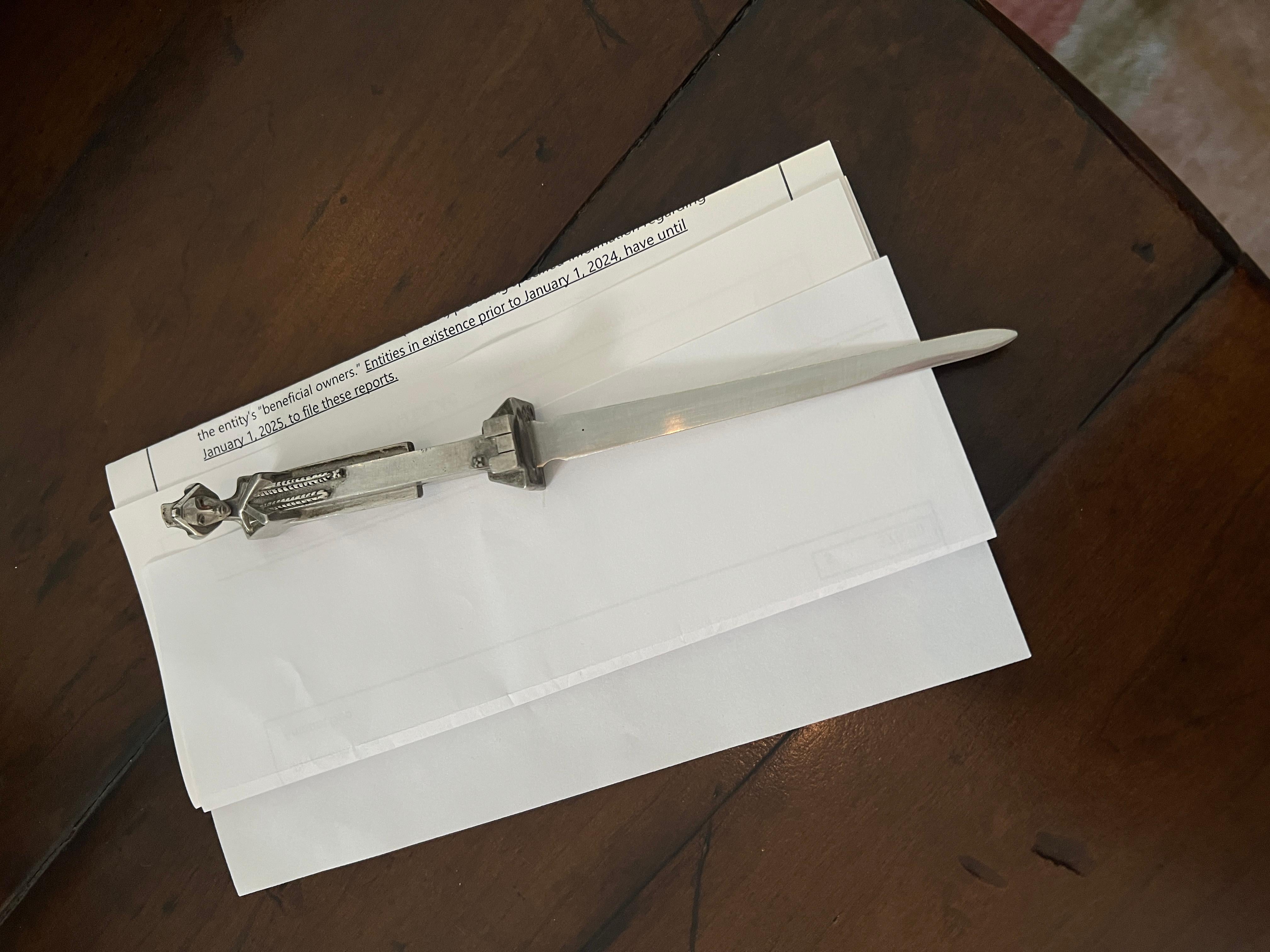 Deco Style Modernist Silver Female Figure Letter Opener For Sale 2