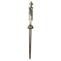 Deco Style Modernist Silver Female Figure Letter Opener