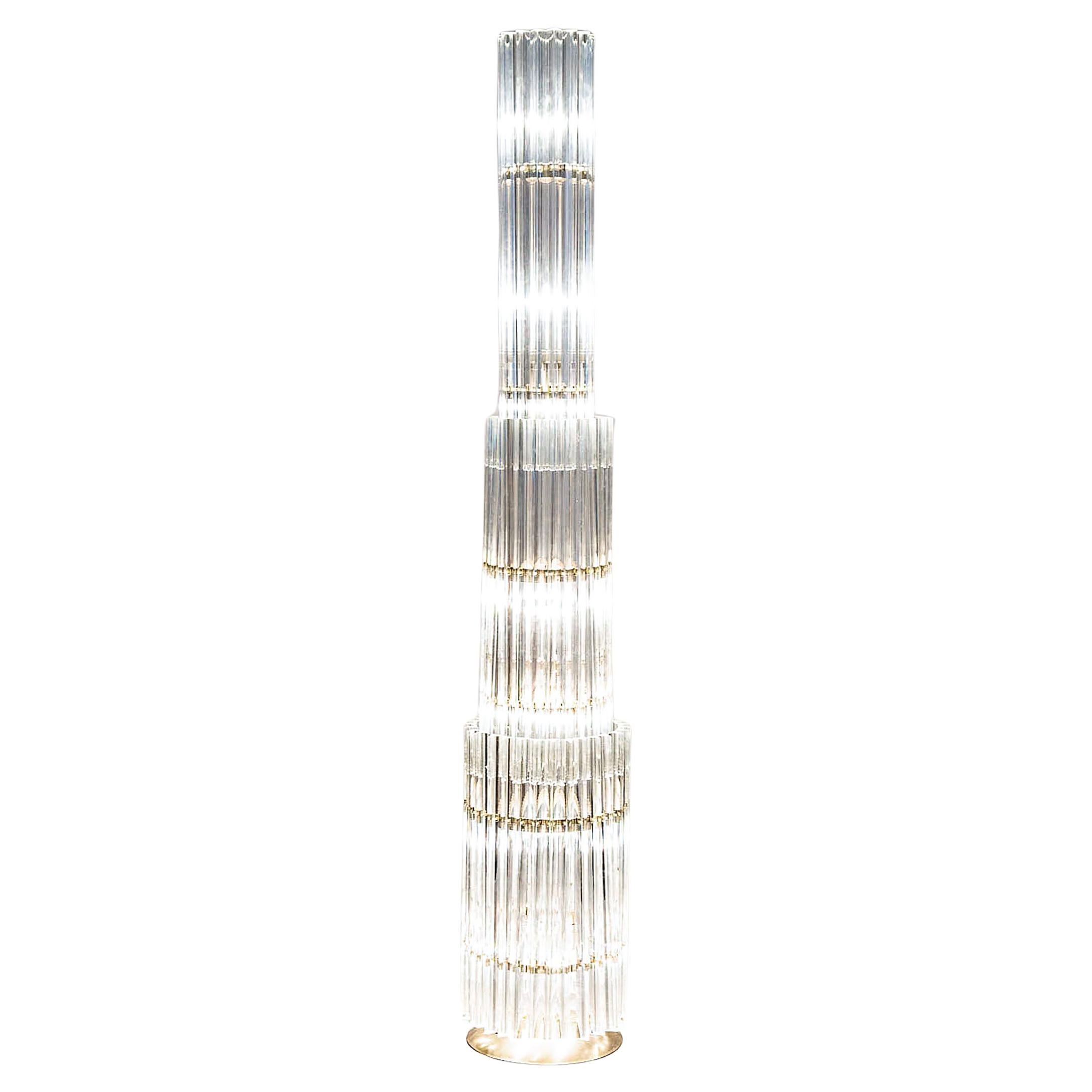 Verre de Murano à trois niveaux  Lampadaire par Venini en vente