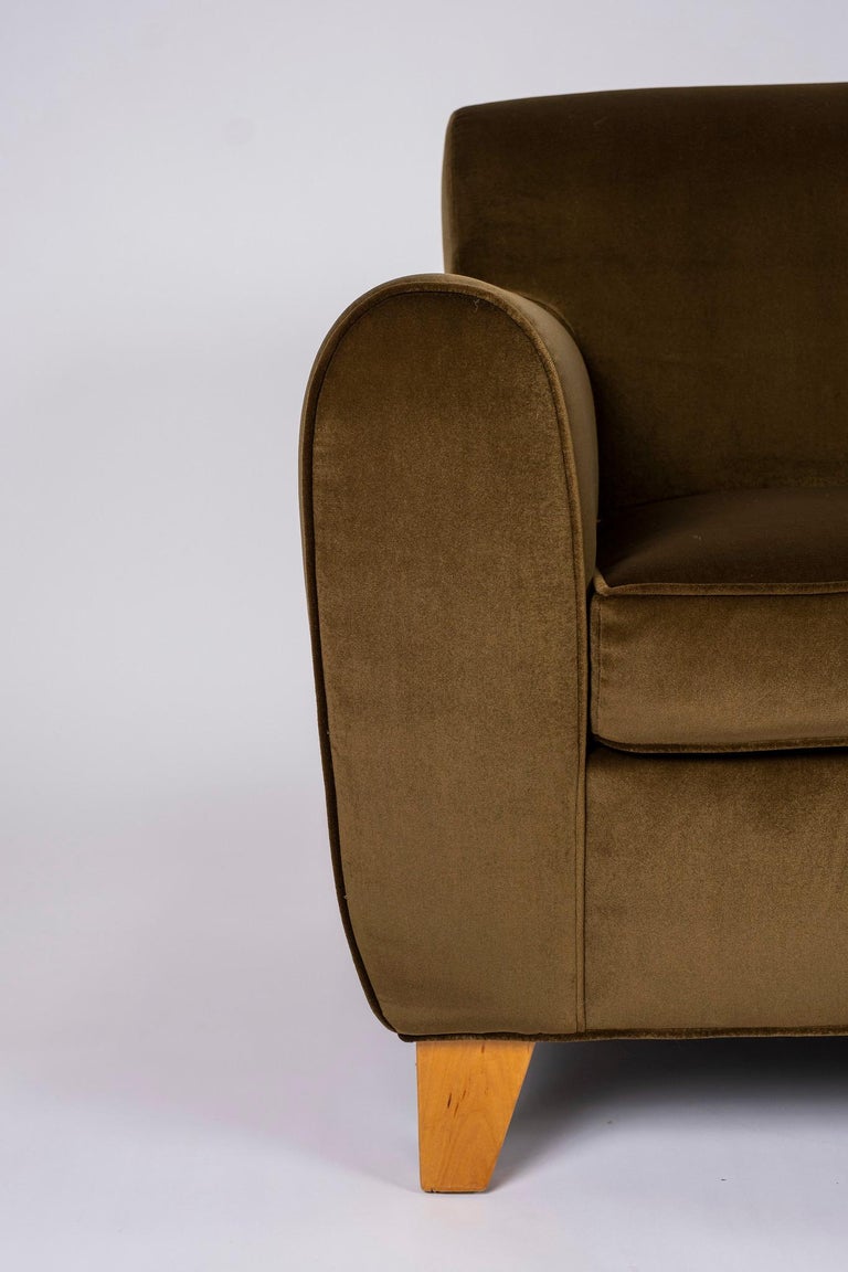 Upholstery Deco Style Olive Club Chair For Sale