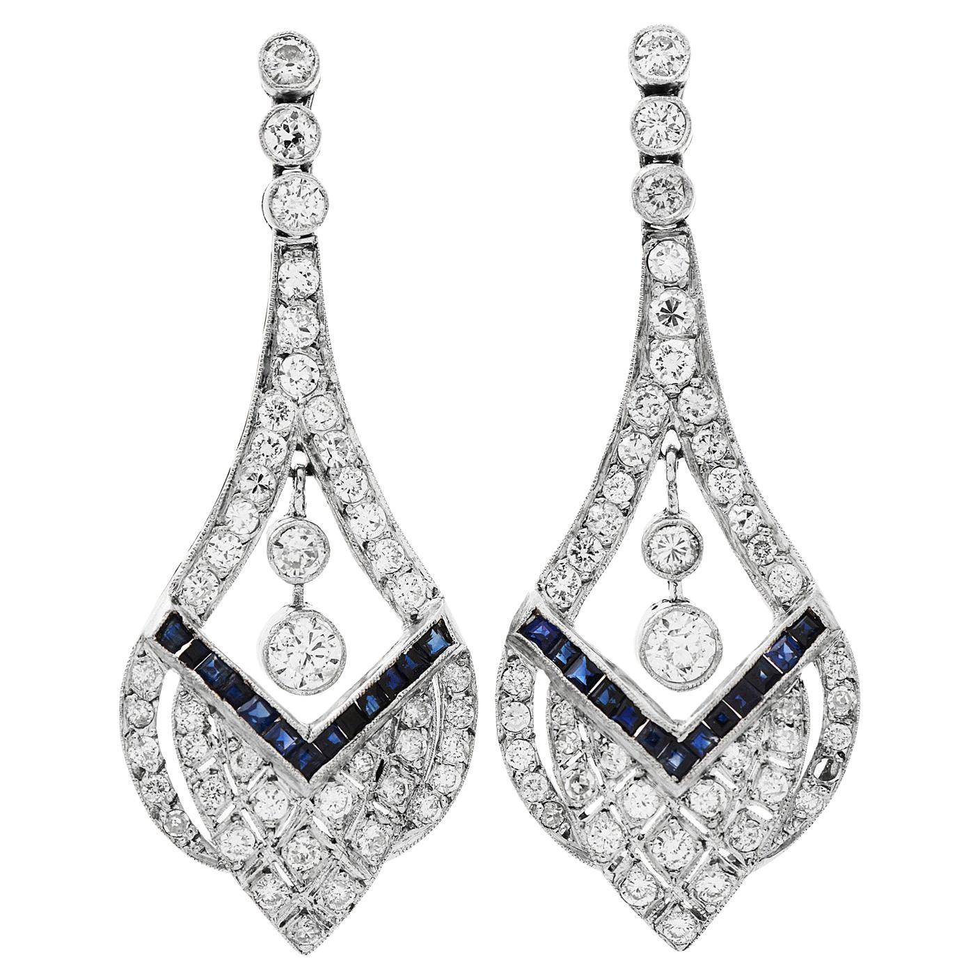 TIFFANY and CO. Platinum Diamond Bubbles Drop Earrings at 1stDibs