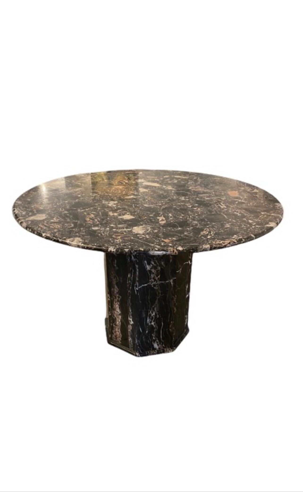 Polished Deco Style Portoro Marble Center Table For Sale