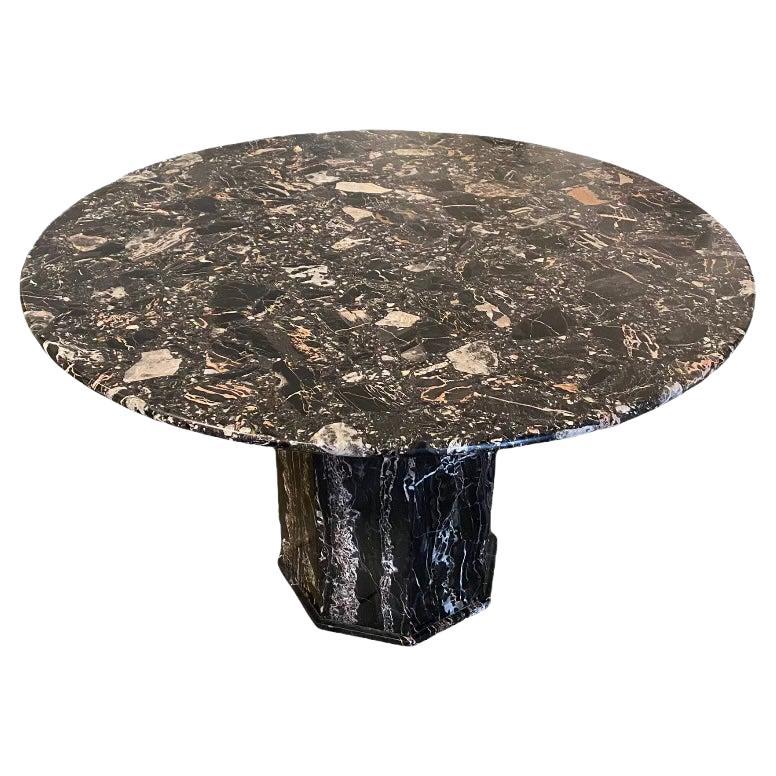 Deco Style Portoro Marble Center Table For Sale