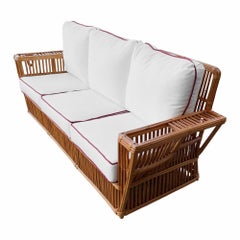 Deco Style "Presidents" Stick Reed Rattan Nantucket Sofa/Lounge Living Room Set