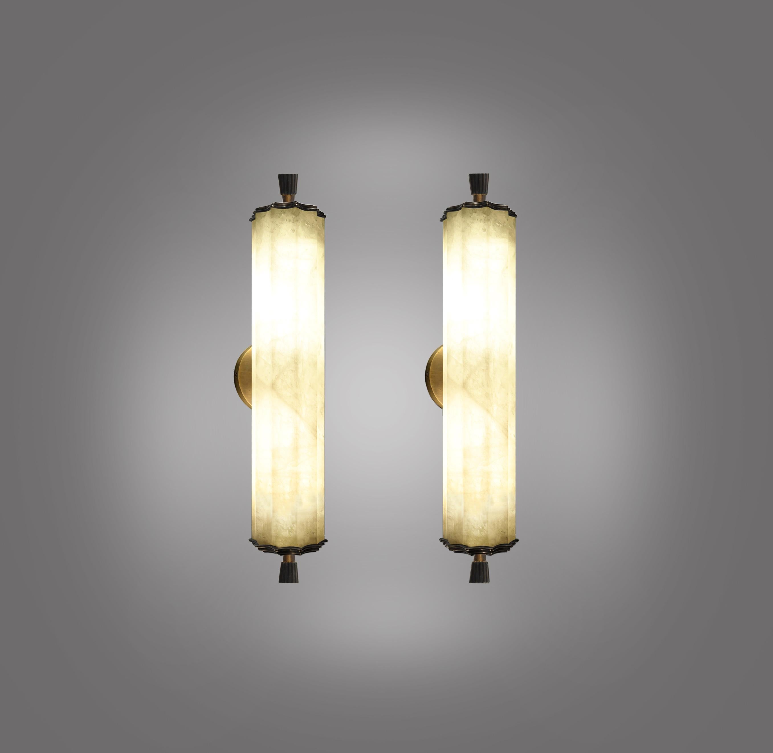 Deco Style Rock Crystal Sconces by Phoenix In Excellent Condition For Sale In New York, NY