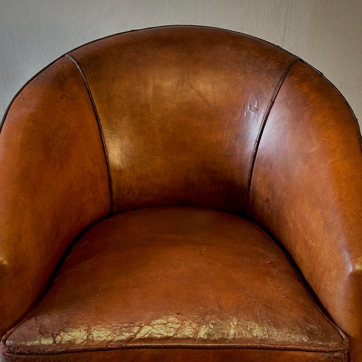 Deco Style Sheepskin Leather Arm Chair For Sale 6