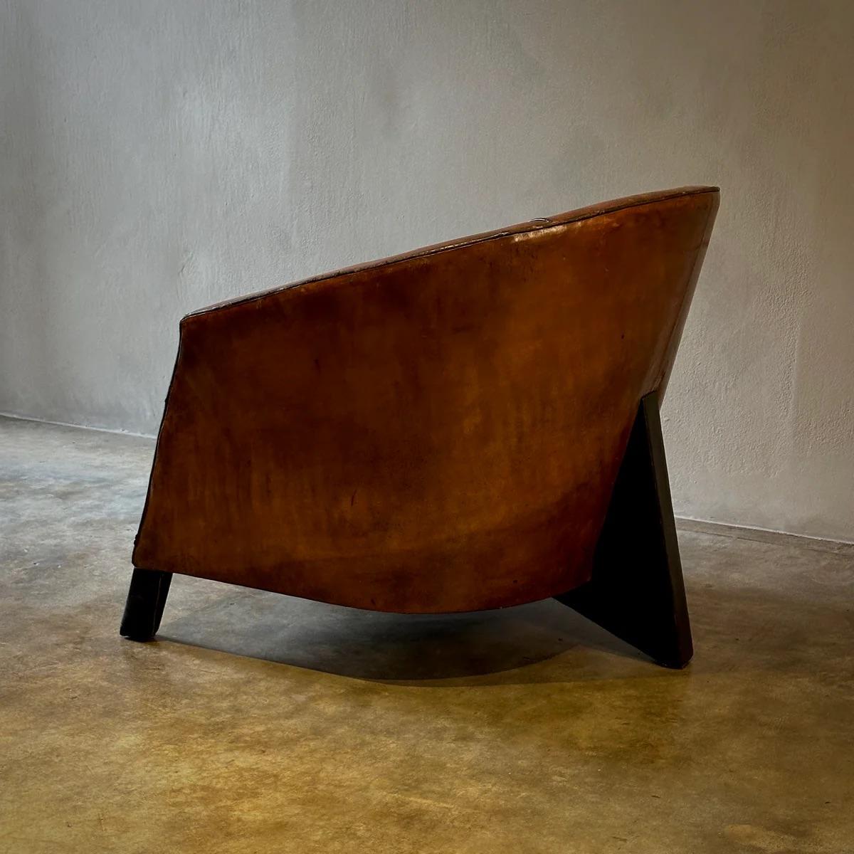 Deco Style Sheepskin Leather Arm Chair For Sale 4