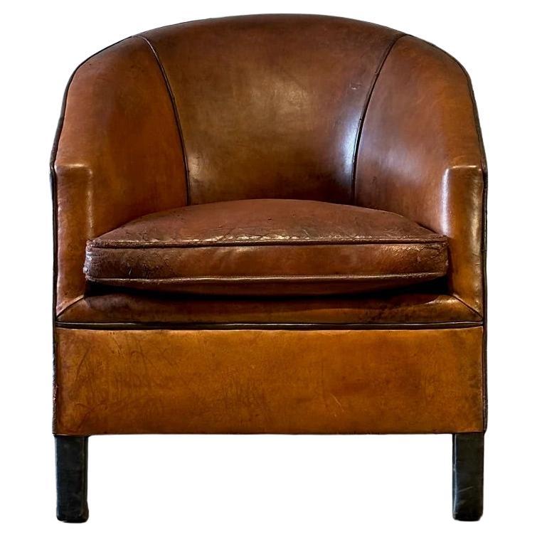 Deco Style Sheepskin Leather Arm Chair
