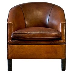 Deco Style Sheepskin Leather Arm Chair