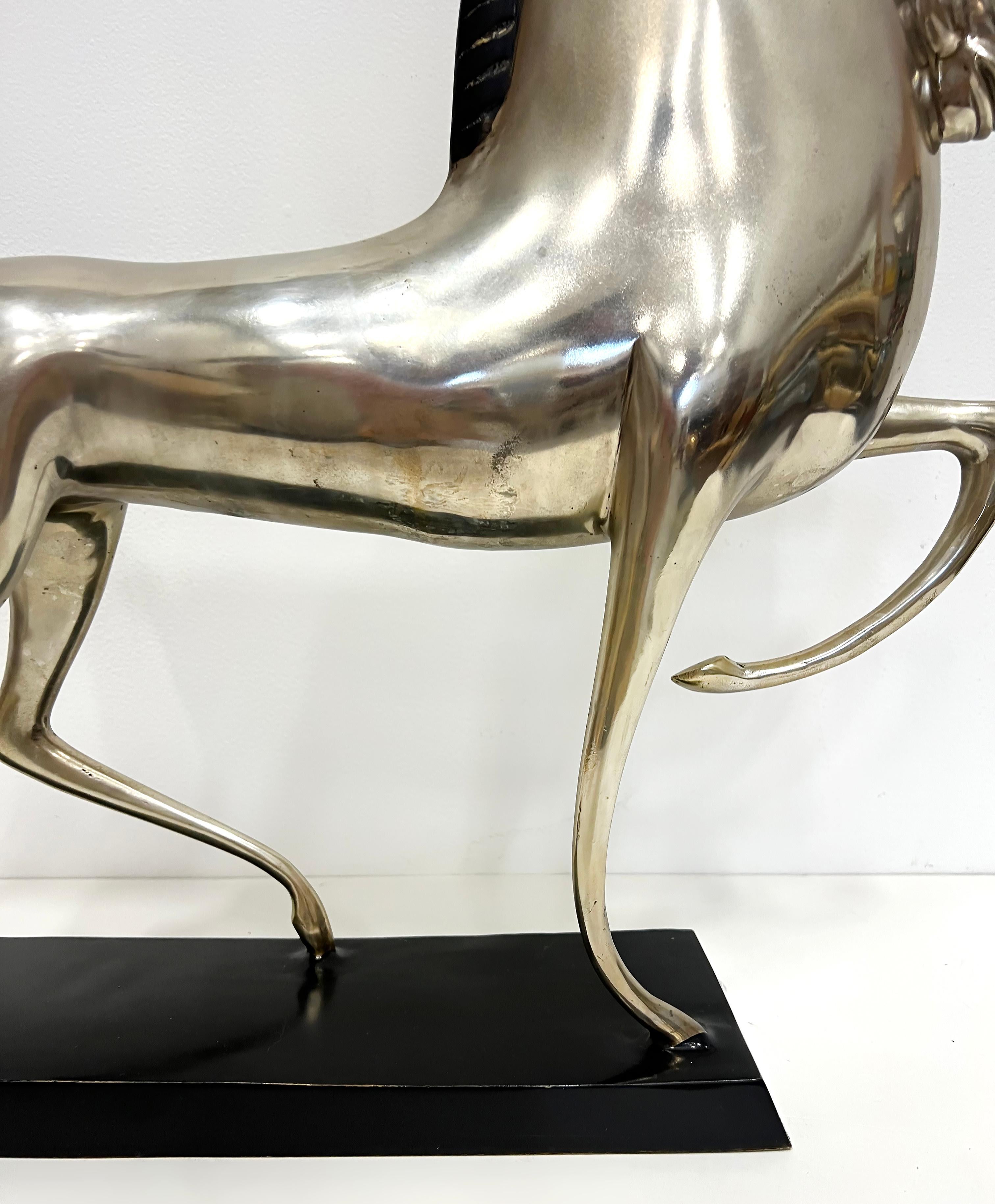 Silver Plate Deco Style Silvered Bronze Etruscan Horse Sculpture, Boris Lovet-Lorski Style
