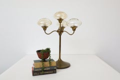 Deco Swedish Multi-Arm Table Lamp, Blown Amber Glass, Brass