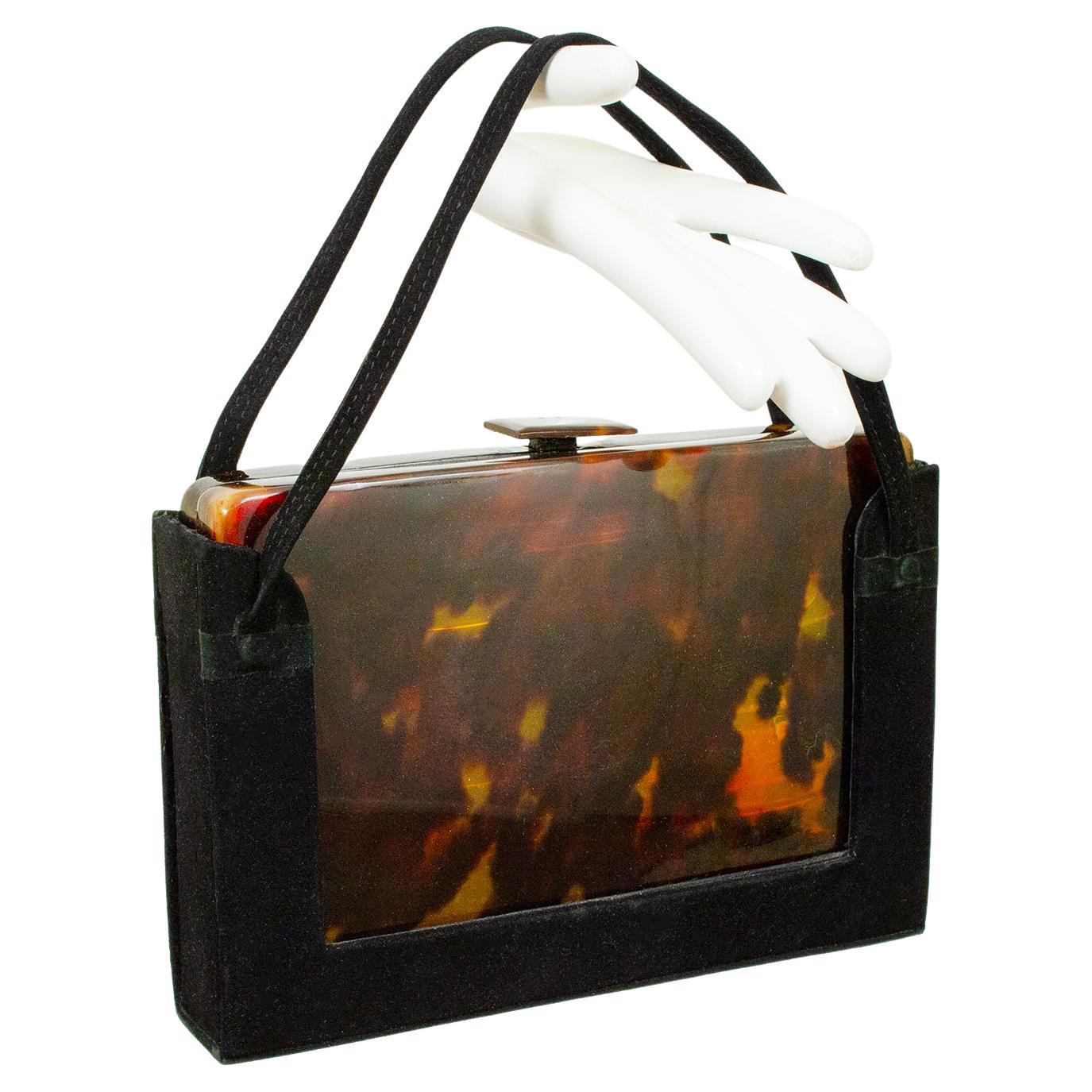 Deco Tortoiseshell Clutch Minaudière with Suede Carrying Sleeve – Saigon, 1930s  For Sale