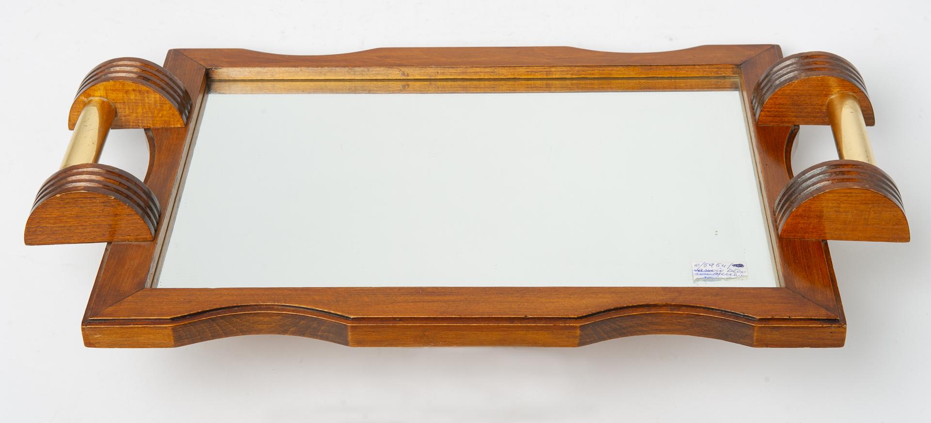 Art Déco  Bandeja de Madera con Espejo Art Decó en venta