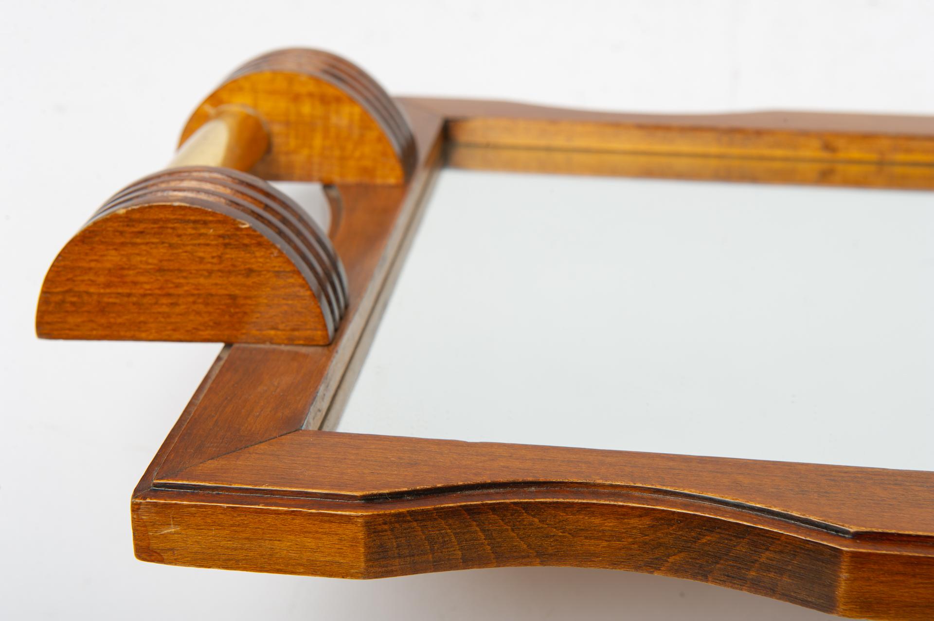 Art Déco  Tray in Wood with Mirror In Excellent Condition For Sale In Alessandria, Piemonte