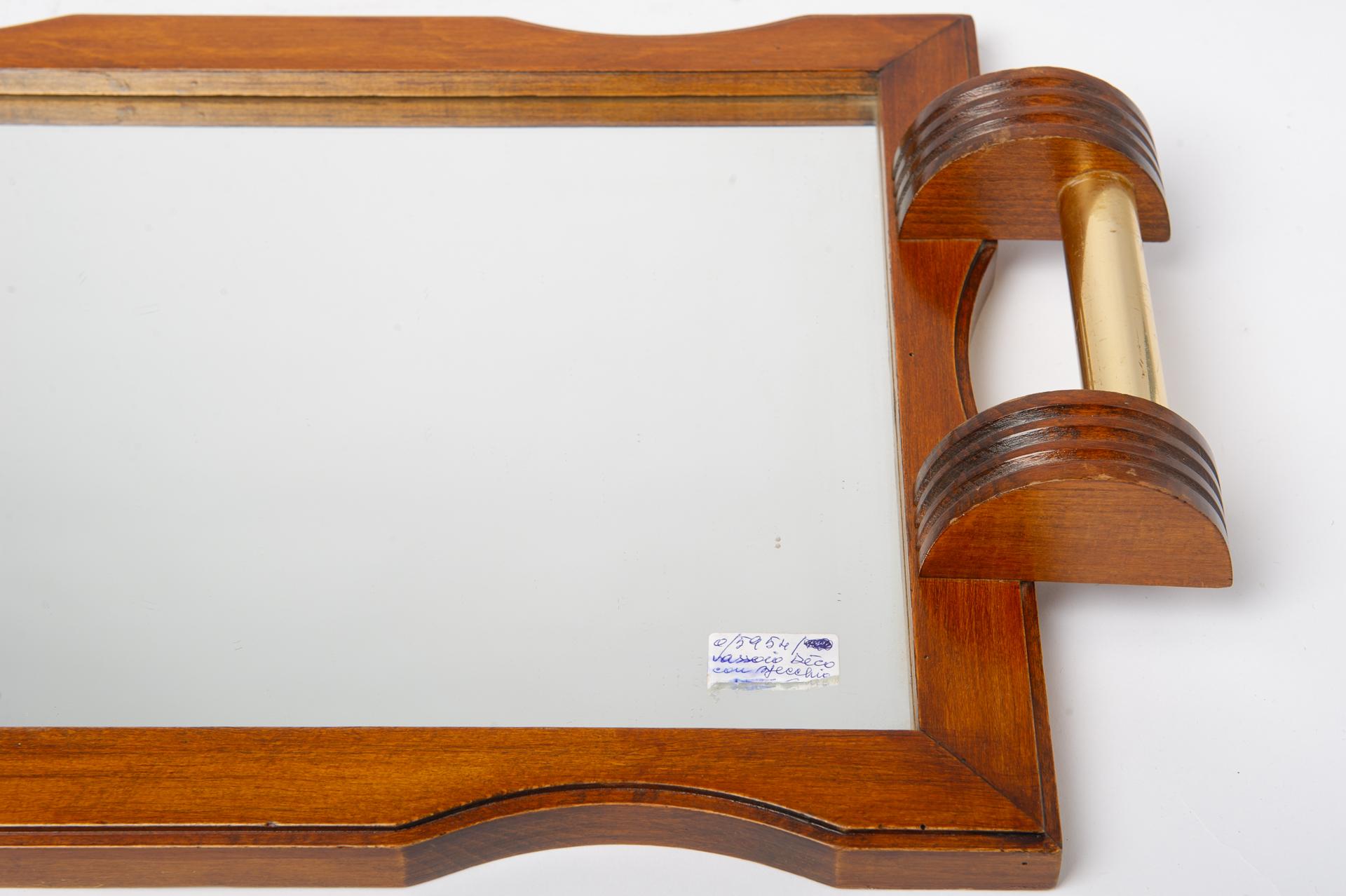 Art Déco  Tray in Wood with Mirror For Sale 1