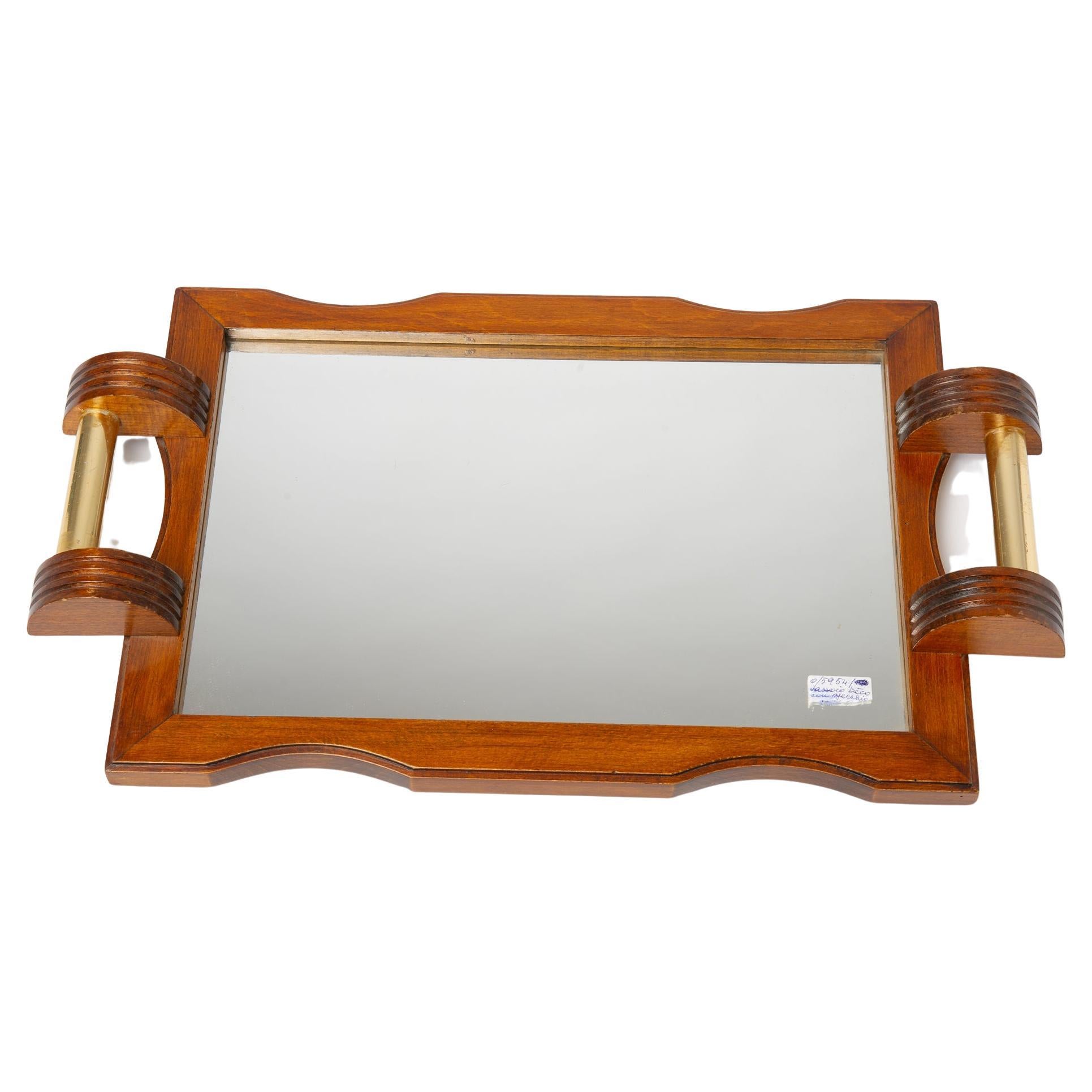 Déco Tray in Wood with Mirror