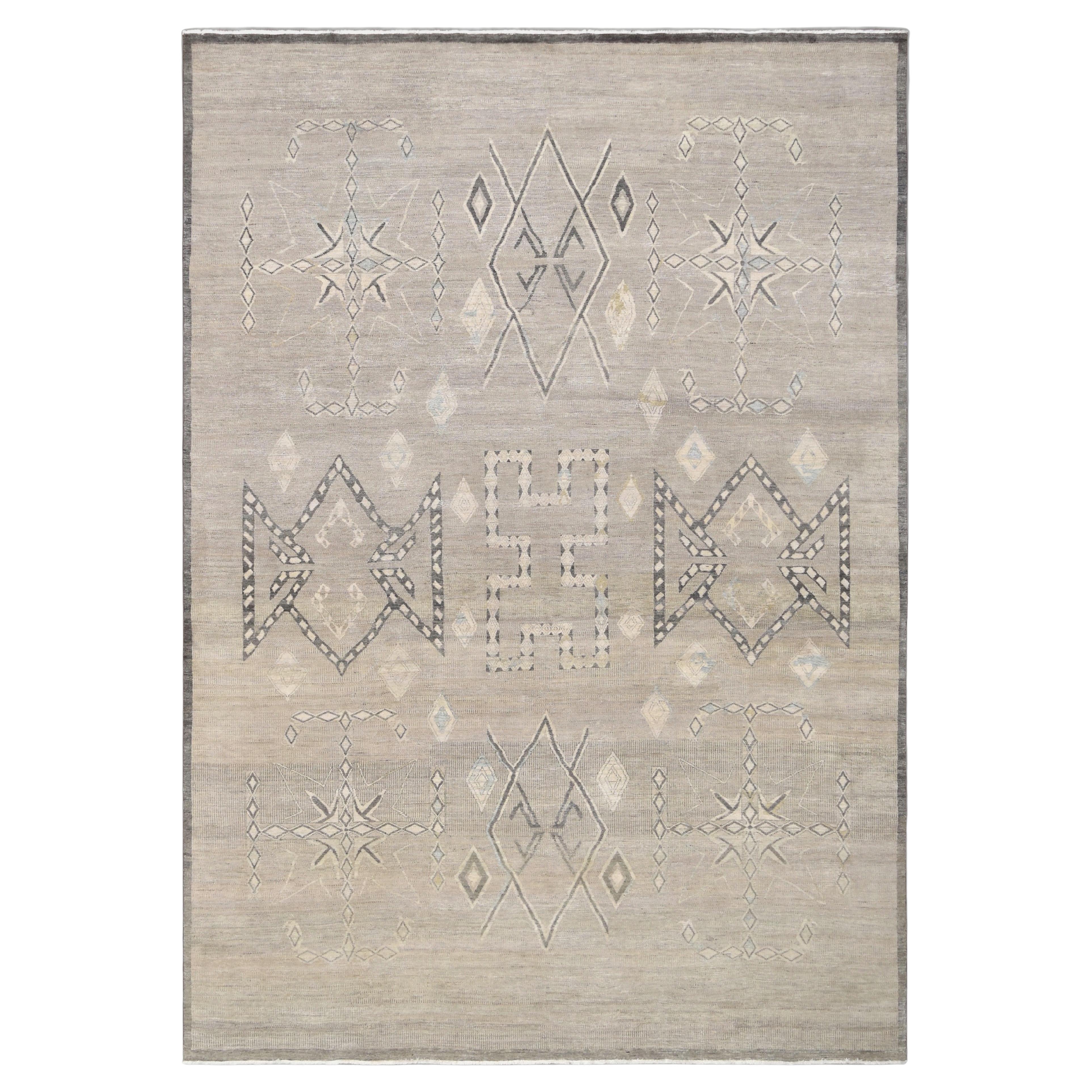 Deco Stammeskunst Neutraler Wollteppich 9'11''x14'