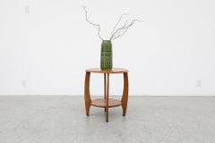 Deco Two Tiered Light Oak Round Side Table or Plant Stand