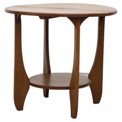 Deco Two Tiered Oak Round Side Table or Plant Stand