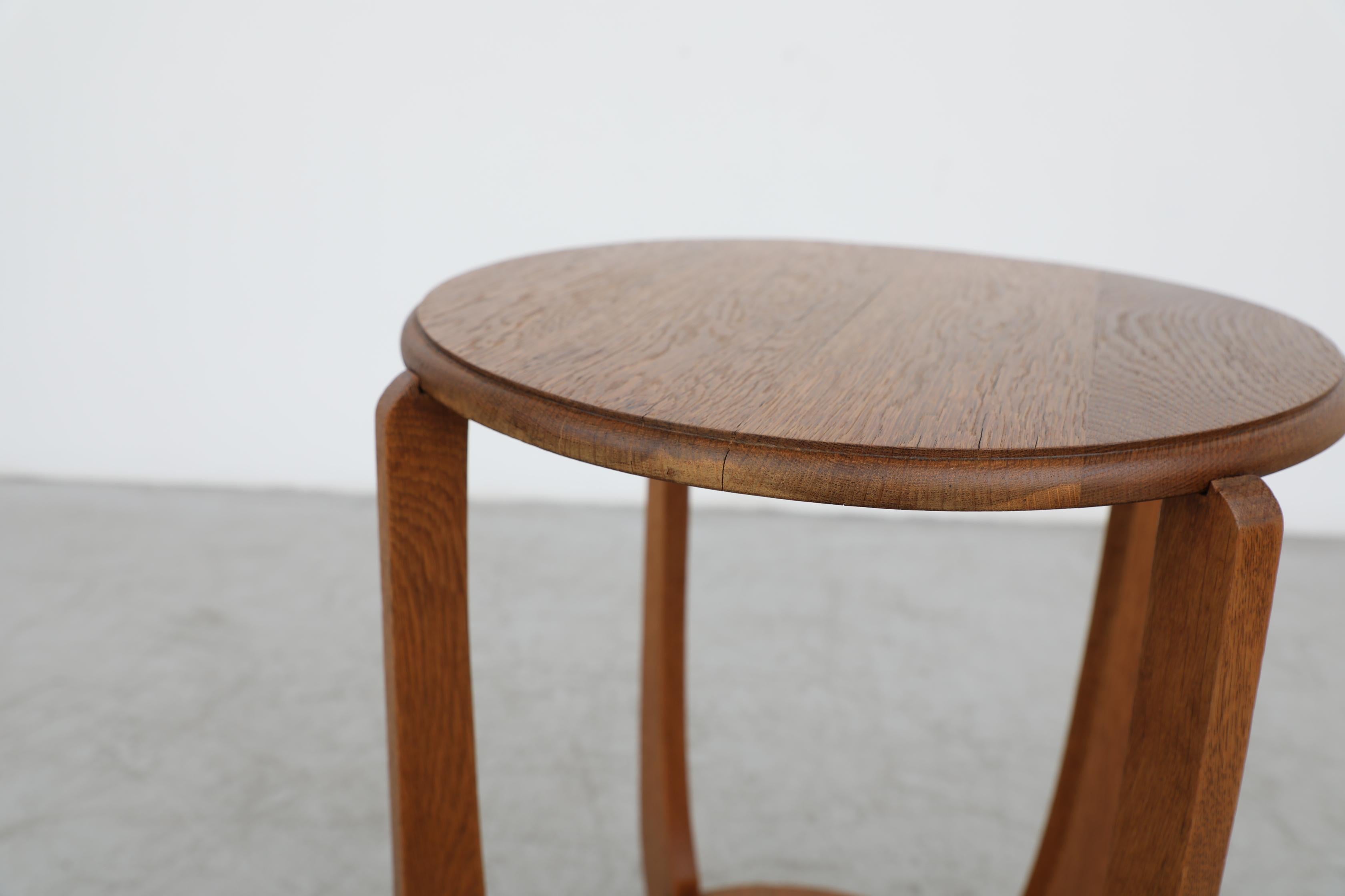 Deco Two-Tiered Round Oak Side Table 7