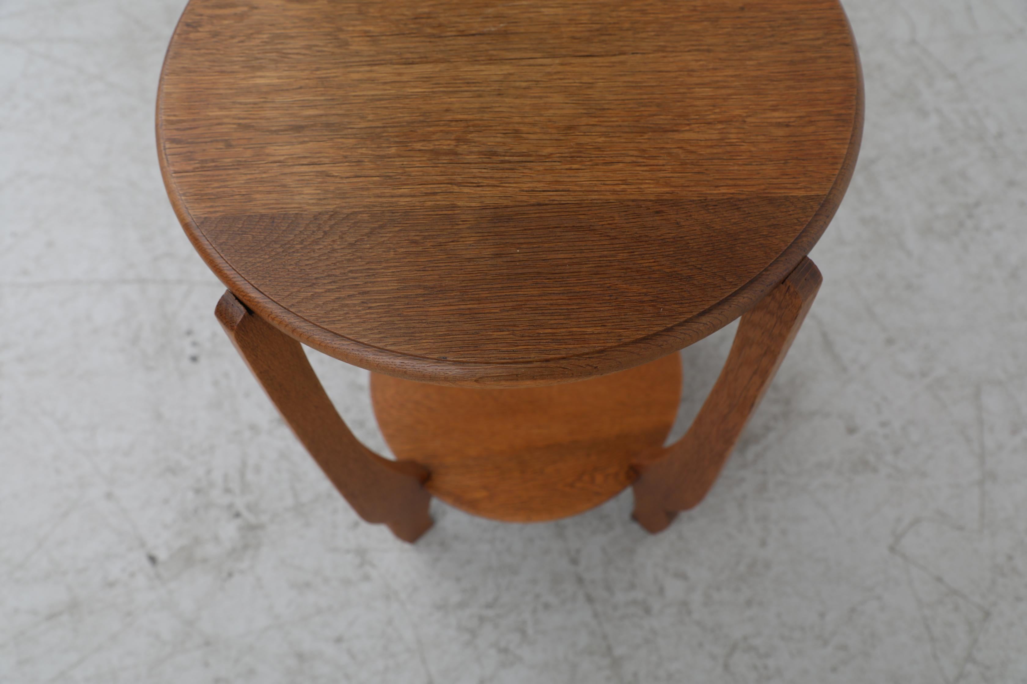 Deco Two-Tiered Round Oak Side Table 9