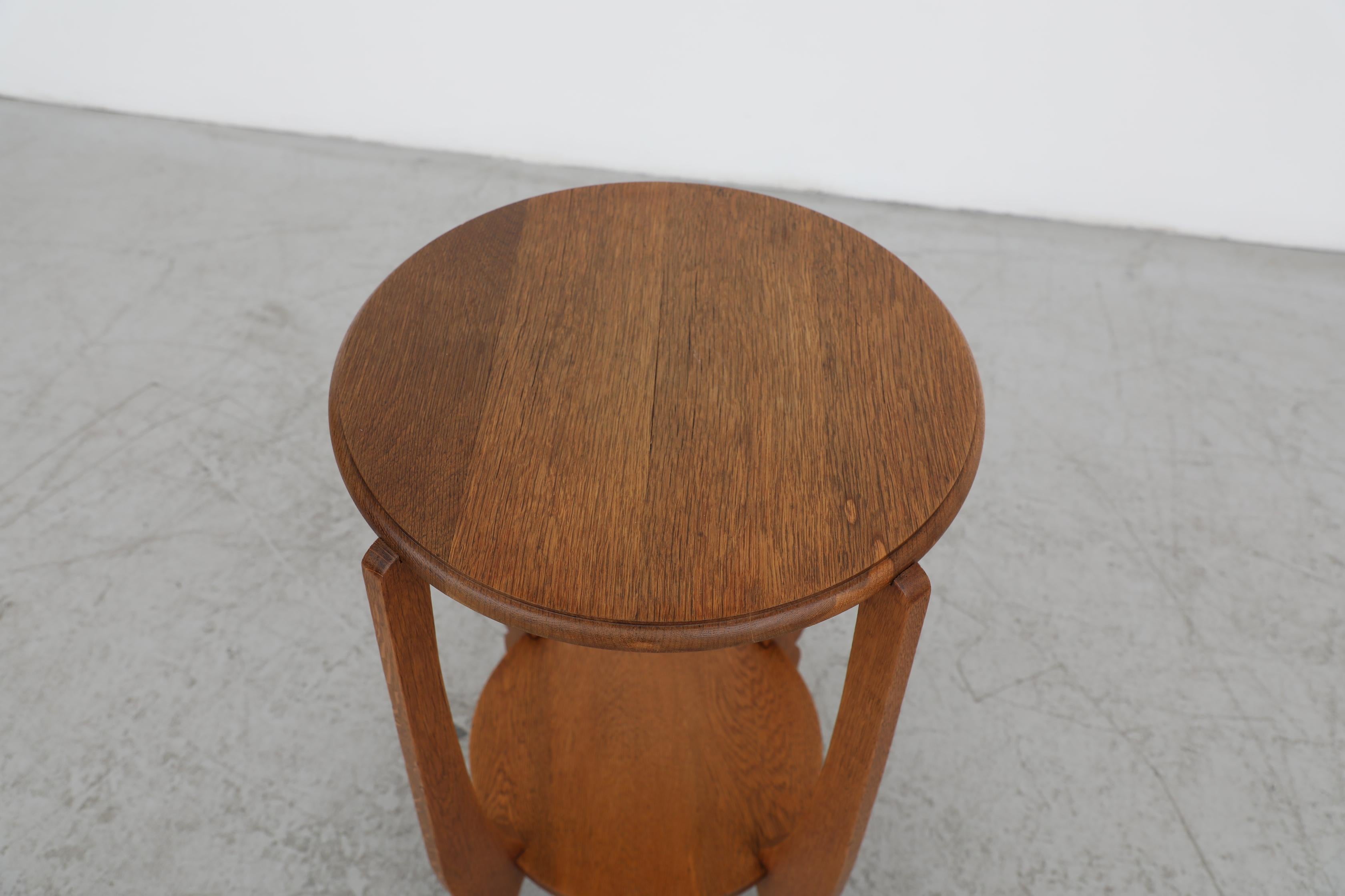 Deco Two-Tiered Round Oak Side Table 2