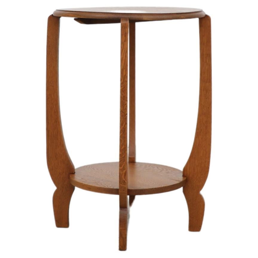 Deco Two-Tiered Round Oak Side Table