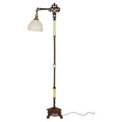 Deco Uranium Glass & Iron Bridge Floor Lamp