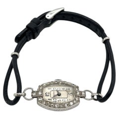 Deco Vintage Platinum Watch Set With 0.40ct of Old Cut Diamonds